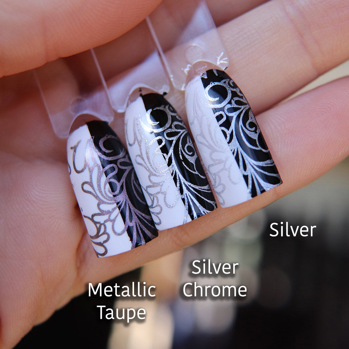 Buy Silver Chrome Press on Nails Metallic Nails Stick on Set of 10 False  Nails Online in India - Etsy